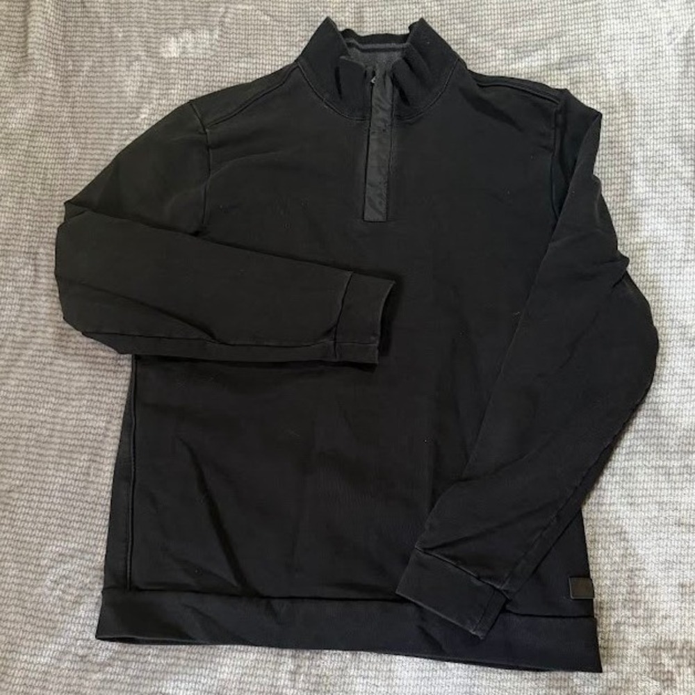 Hugo Boss Mens Black Quarter Zip Pullover Sweatshirt‎ Regular Fit Piceno 49 M